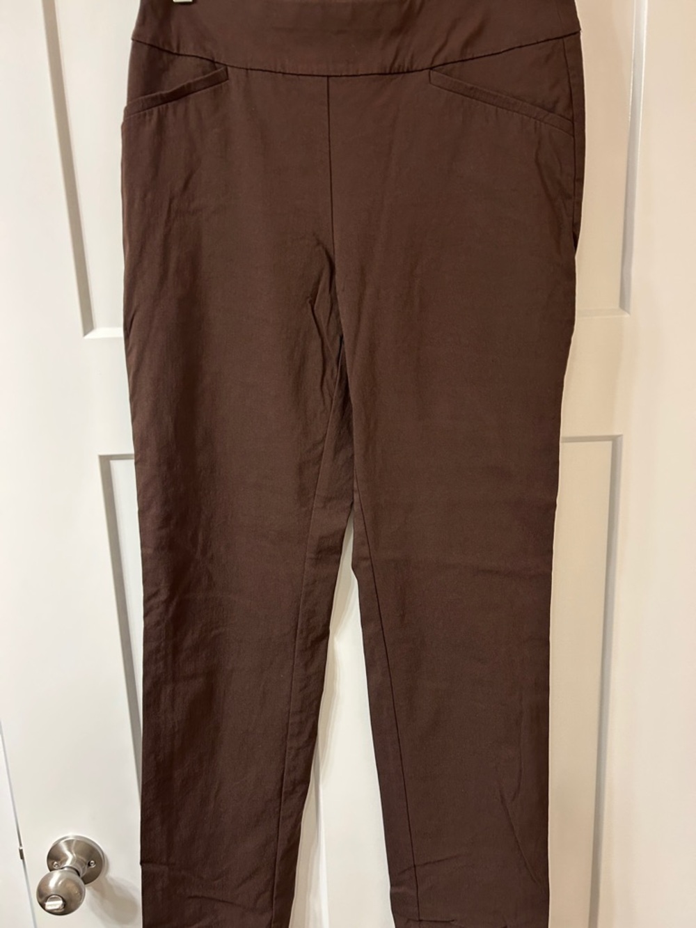 Women’s Brown Stretch Pants - Classic Slim Fit